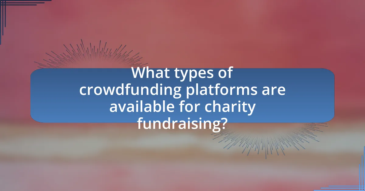 What types of crowdfunding platforms are available for charity fundraising?